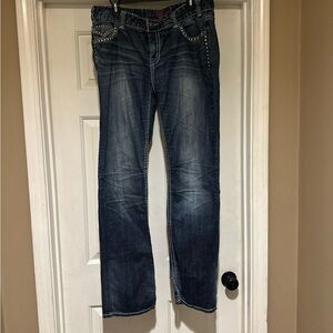 Rock And Roll Cowgirl Rhinestone Pocket Jeans Women’s Size 33x34